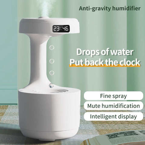 Anti-Gravity Bedroom Humidifier – Large Capacity Aroma Diffuser with Clock & Backflow Mist