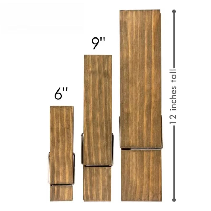 Wooden Clothespin Towel Holder – Rustic Wall-Mounted Bathroom Hook
