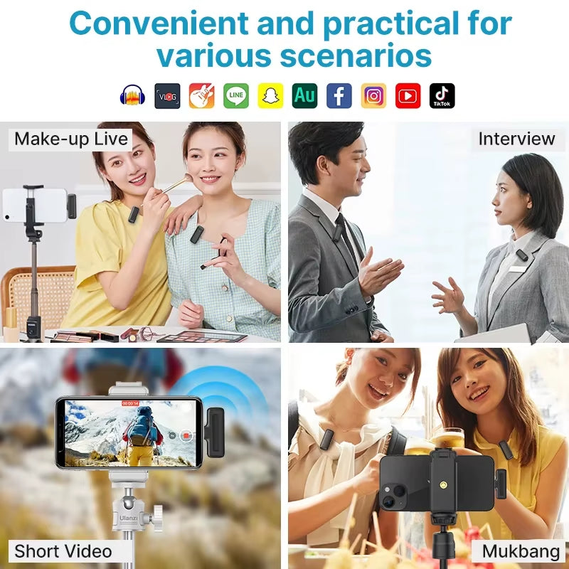 J12 Wireless Lavalier Microphone – Mini Lapel Mic for iPhone & Android