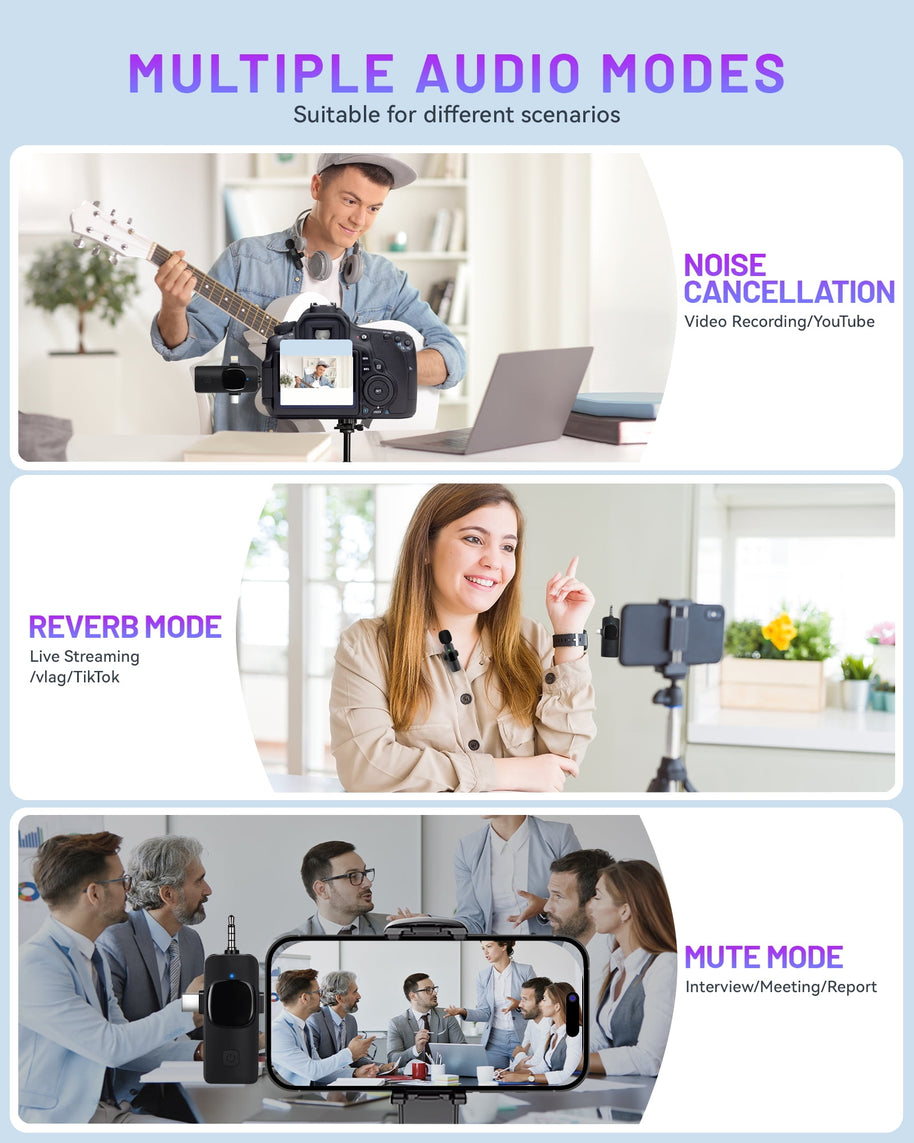 2.4GHz Wireless Lavalier Microphone – Portable Mini Mic for Clear Audio Recording