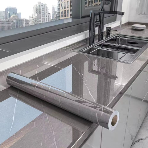 40CM Marble Self-Adhesive Wallpaper – Waterproof Oil-Proof Kitchen Wall Decor