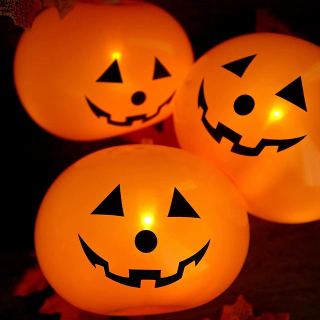 5/10Pcs Halloween Pumpkin LED Luminous Latex Balloon Halloween Decoration Home Outdoor Halloween Pumpkin Decoration