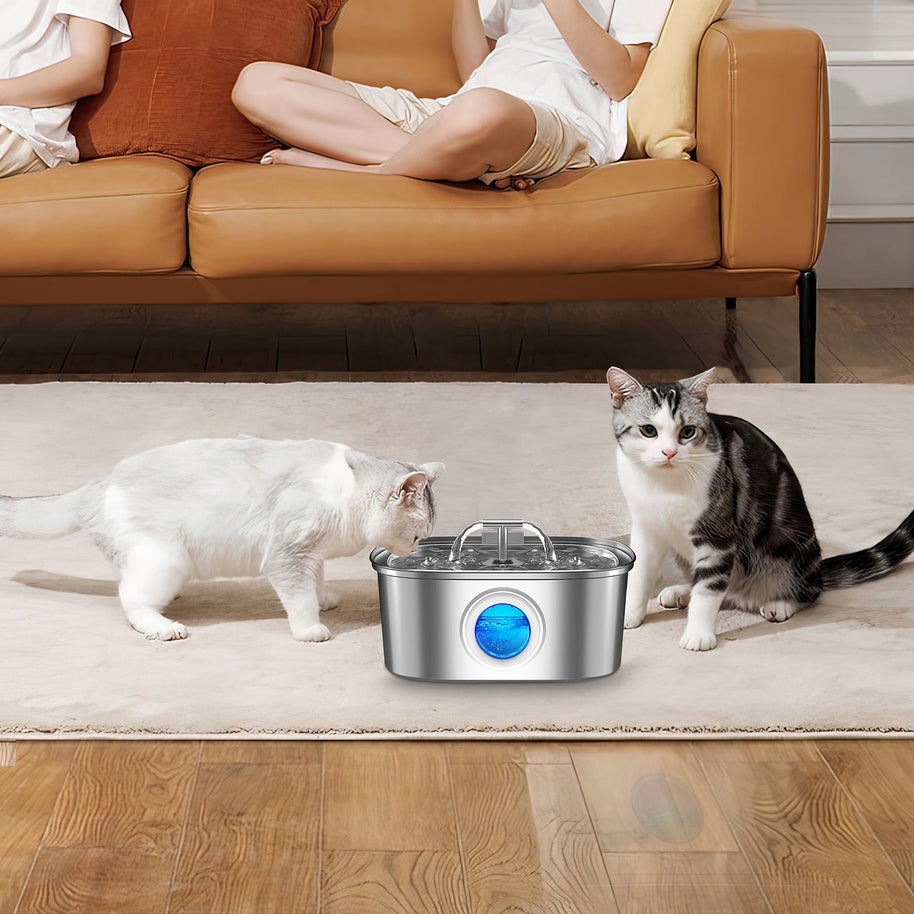 Stainless Steel Cat Water Fountain – 3.2L Pet Drinking Dispenser with Filters