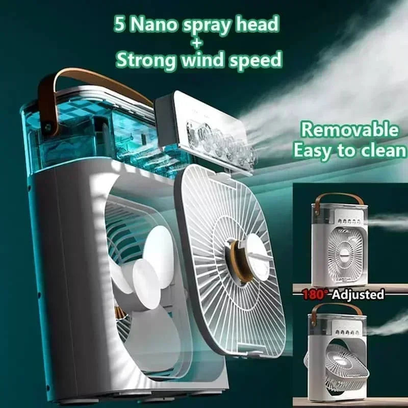 3-in-1 Portable Air Cooler Fan – Mini Air Conditioner & Humidifier with LED Night Light