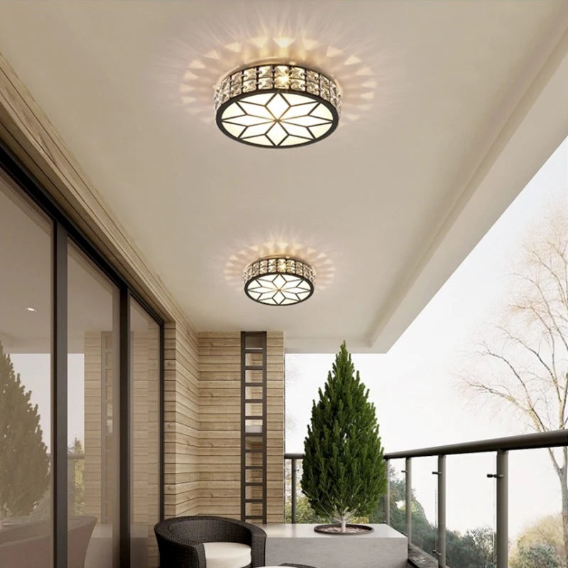 Nordic LED Crystal Ceiling Lamp – Modern Gold & Black Chandelier Light for Living Room