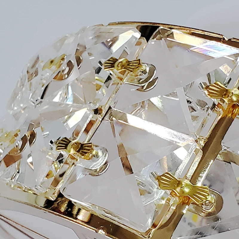 Nordic LED Crystal Ceiling Lamp – Modern Gold & Black Chandelier Light for Living Room