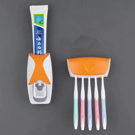 Automatic Toothpaste Dispenser & Wall-Mounted Toothbrush Holder Set – Bathroom Organizer Rack
