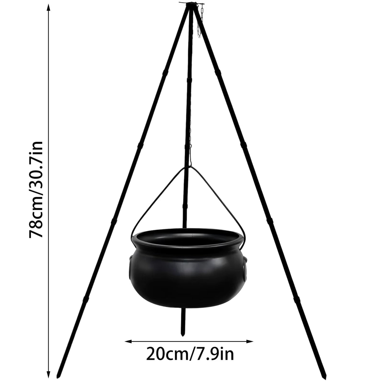 Candy Cauldron Halloween Bucket Witch Basket Plastic Treat Black Pot Bowl Kettle Trick Pumpkin Holder or Goodie Photo Costu