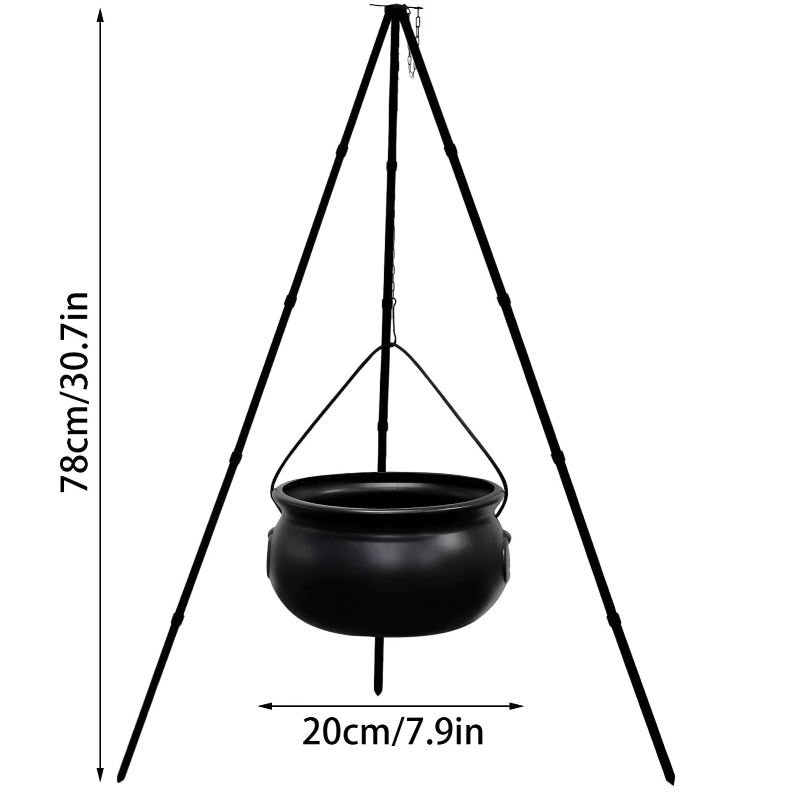 Candy Cauldron Halloween Bucket Witch Basket Plastic Treat Black Pot Bowl Kettle Trick Pumpkin Holder or Goodie Photo Costu