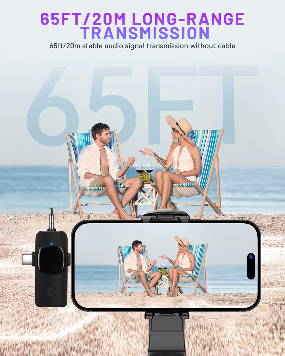 2.4GHz Wireless Lavalier Microphone – Portable Mini Mic for Clear Audio Recording
