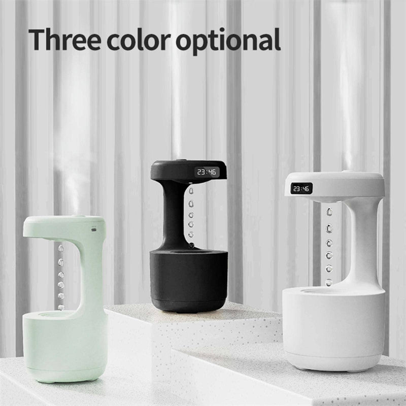 Anti-Gravity Bedroom Humidifier – Large Capacity Aroma Diffuser with Clock & Backflow Mist