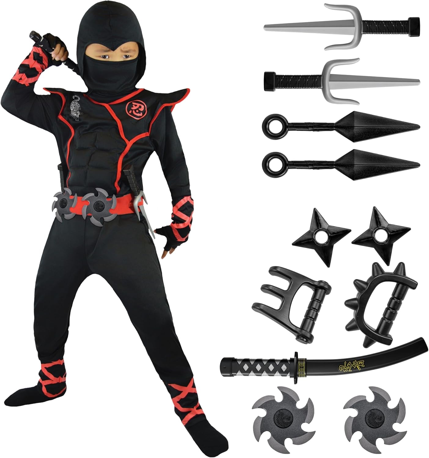 Halloween Ninja Costume, Ninja Outfit Set for Kids, Halloween Costumes for Boys Dress up Party