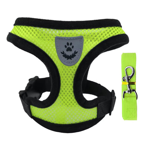 Adjustable Cat & Dog Harness Vest – Breathable Mesh Leash Set for Small & Medium Pets