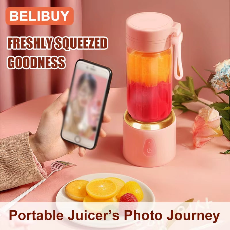 530ML Portable Electric Juicer Blender – USB Rechargeable Smoothie & Fruit Mixer Cup