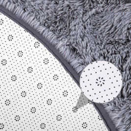Round Fluffy Rug 5x5ft – Soft Plush Shaggy Carpet for Girls Bedroom & Nursery, Grey