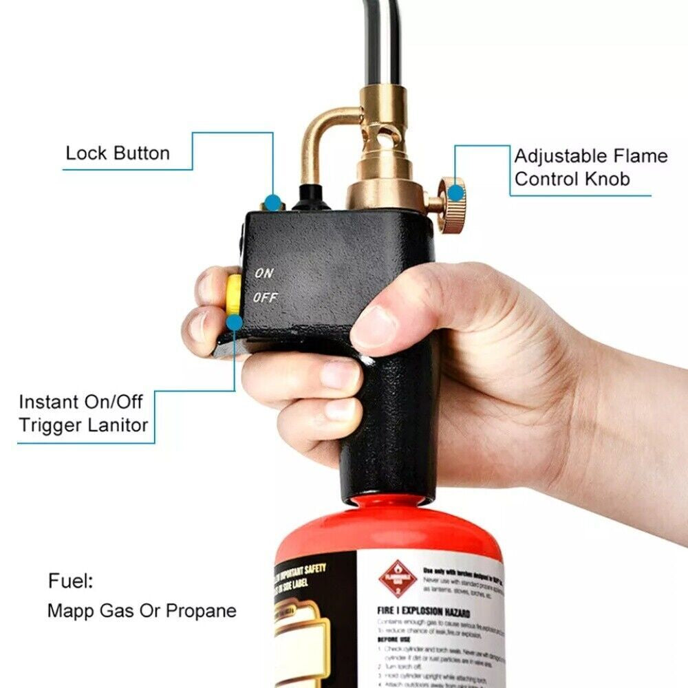 Propane Torch Head High Intensity Mapp Trigger Start Gas Torch Soldering Kit