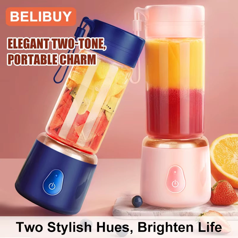 530ML Portable Electric Juicer Blender – USB Rechargeable Smoothie & Fruit Mixer Cup