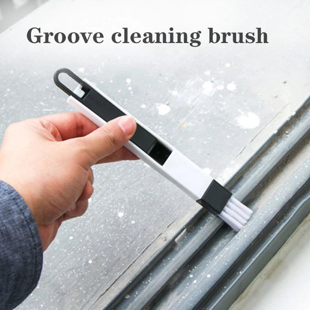 Portable Two-In-One Cleaning Brush Multifunctional Door and Window Keyboard Groove Cleaner Dust Shovel Window Rail Cleaning Tool