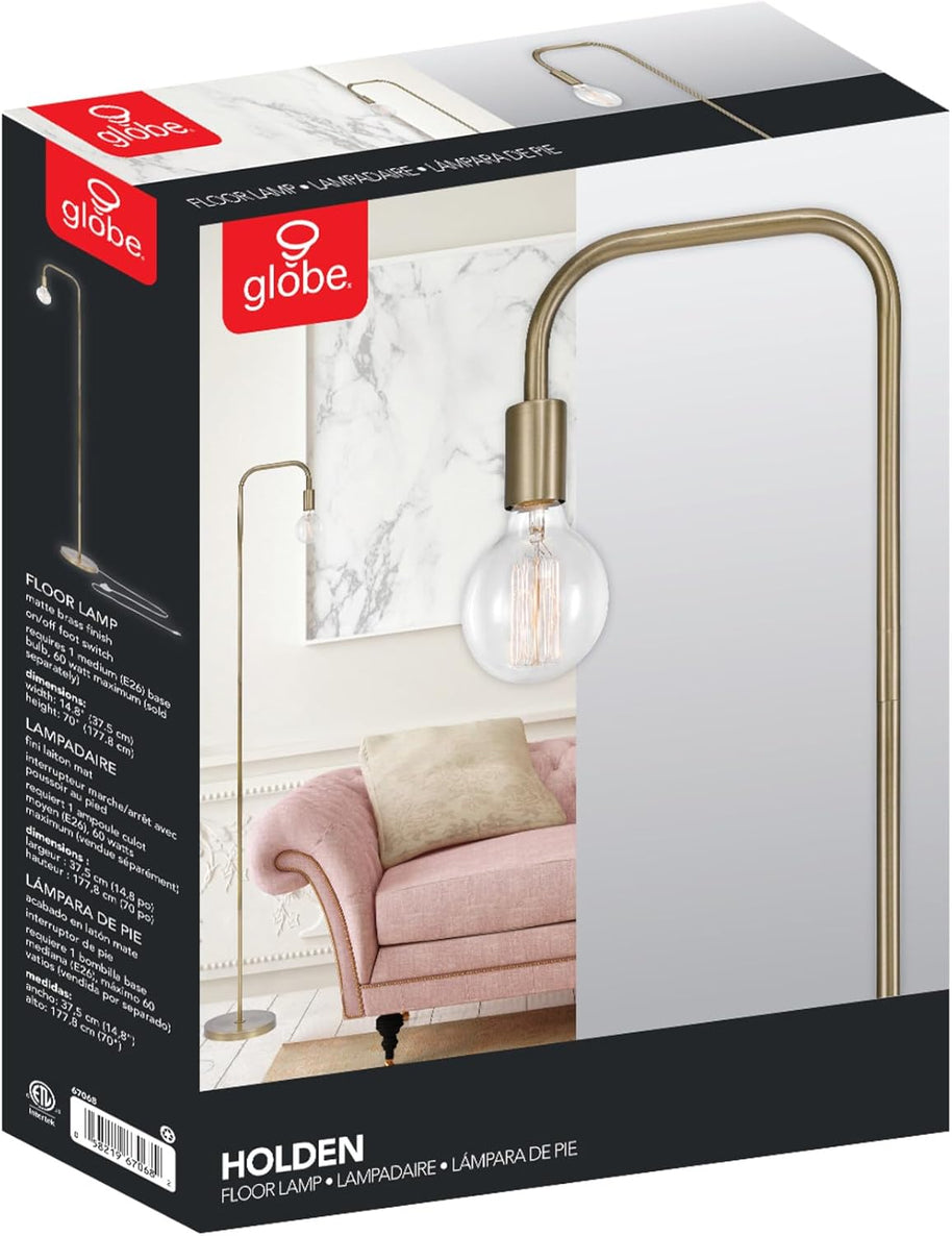 Holden 70" Floor Lamp – Matte Brass Modern Standing Lamp with Foot Switch