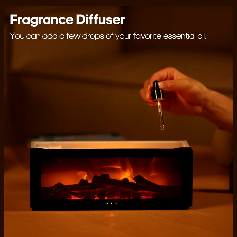 Creative Fireplace Humidifier & Aroma Diffuser – LED Light & Remote Control