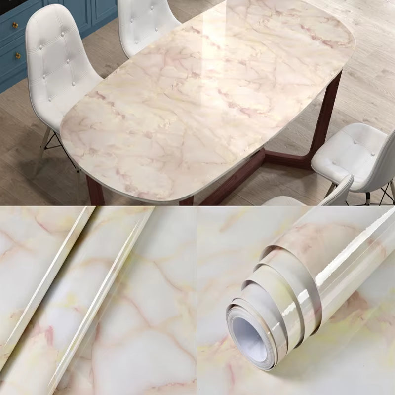 40CM Marble Self-Adhesive Wallpaper – Waterproof Oil-Proof Kitchen Wall Decor