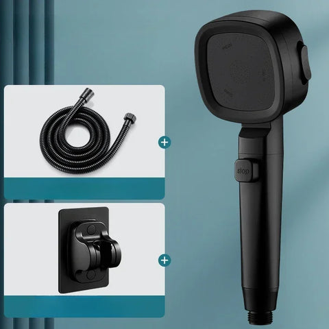 High Pressure Shower Head – 3 Mode Adjustable Water-Saving Spray with Stop Button