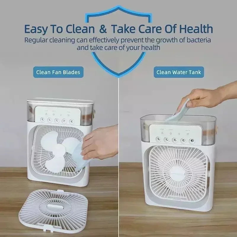 3-in-1 Portable Air Cooler Fan – Mini Air Conditioner & Humidifier with LED Night Light