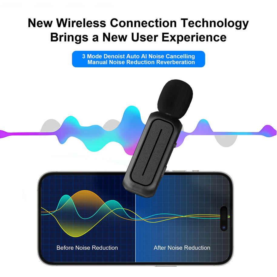 Wireless Lavalier Microphone – Mini Lapel Mic for iPhone, iPad & Android