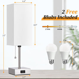 Touch Control Bedside Lamp – 3-Way Dimmable Nightstand Lamp with USB Ports