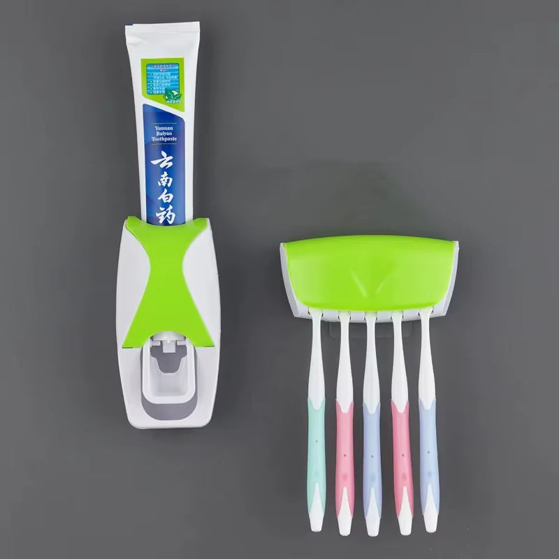 Automatic Toothpaste Dispenser & Wall-Mounted Toothbrush Holder Set – Bathroom Organizer Rack