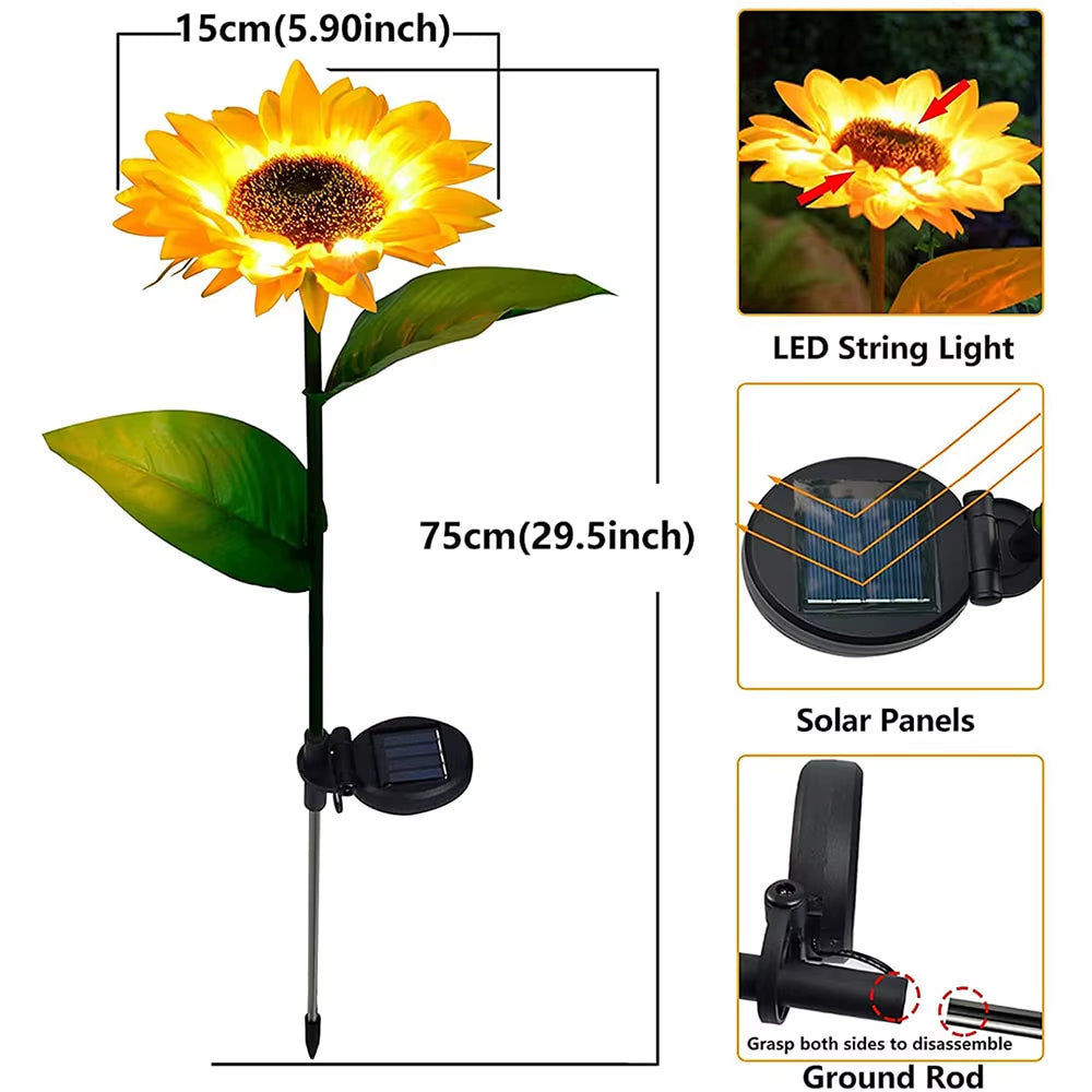 LED Solar Sunflower Garden Lights – Waterproof Outdoor Lawn & Pathway Decor