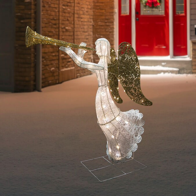 48-In Freestanding Angel Yard Decoration with Clear LED Lights
