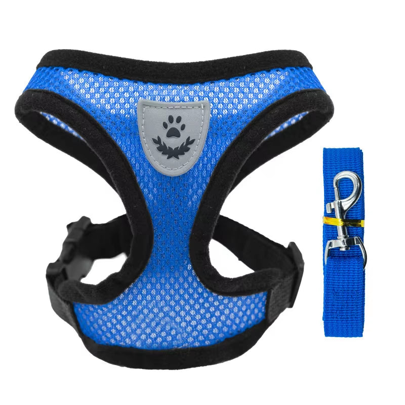 Adjustable Cat & Dog Harness Vest – Breathable Mesh Leash Set for Small & Medium Pets