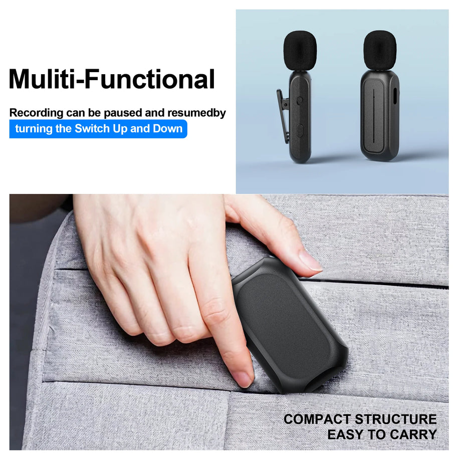 Wireless Lavalier Microphone – Mini Lapel Mic for iPhone, iPad & Android