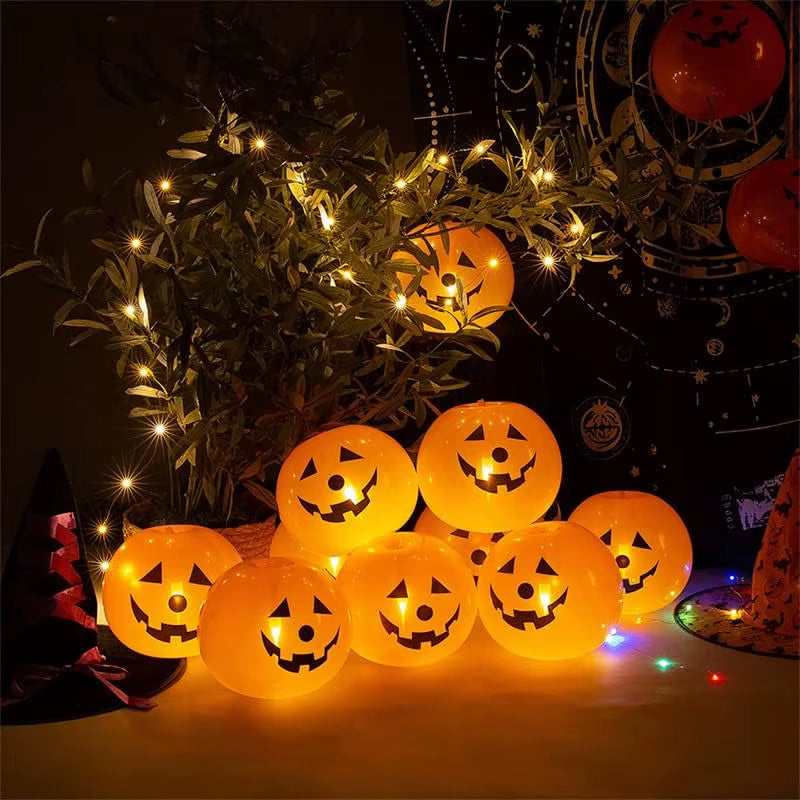 5/10Pcs Halloween Pumpkin LED Luminous Latex Balloon Halloween Decoration Home Outdoor Halloween Pumpkin Decoration