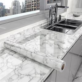 40CM Marble Self-Adhesive Wallpaper – Waterproof Oil-Proof Kitchen Wall Decor